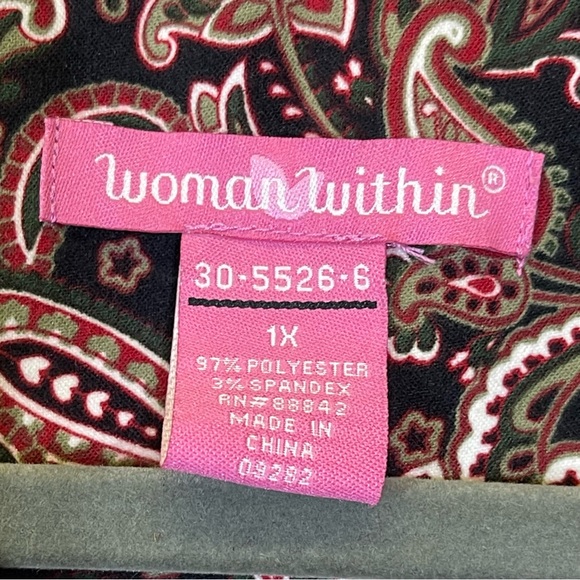 Woman Within, Paisley Long Sleeve Button Up Shirt. Size 1X. Excellent condition! - Picture 3 of 5